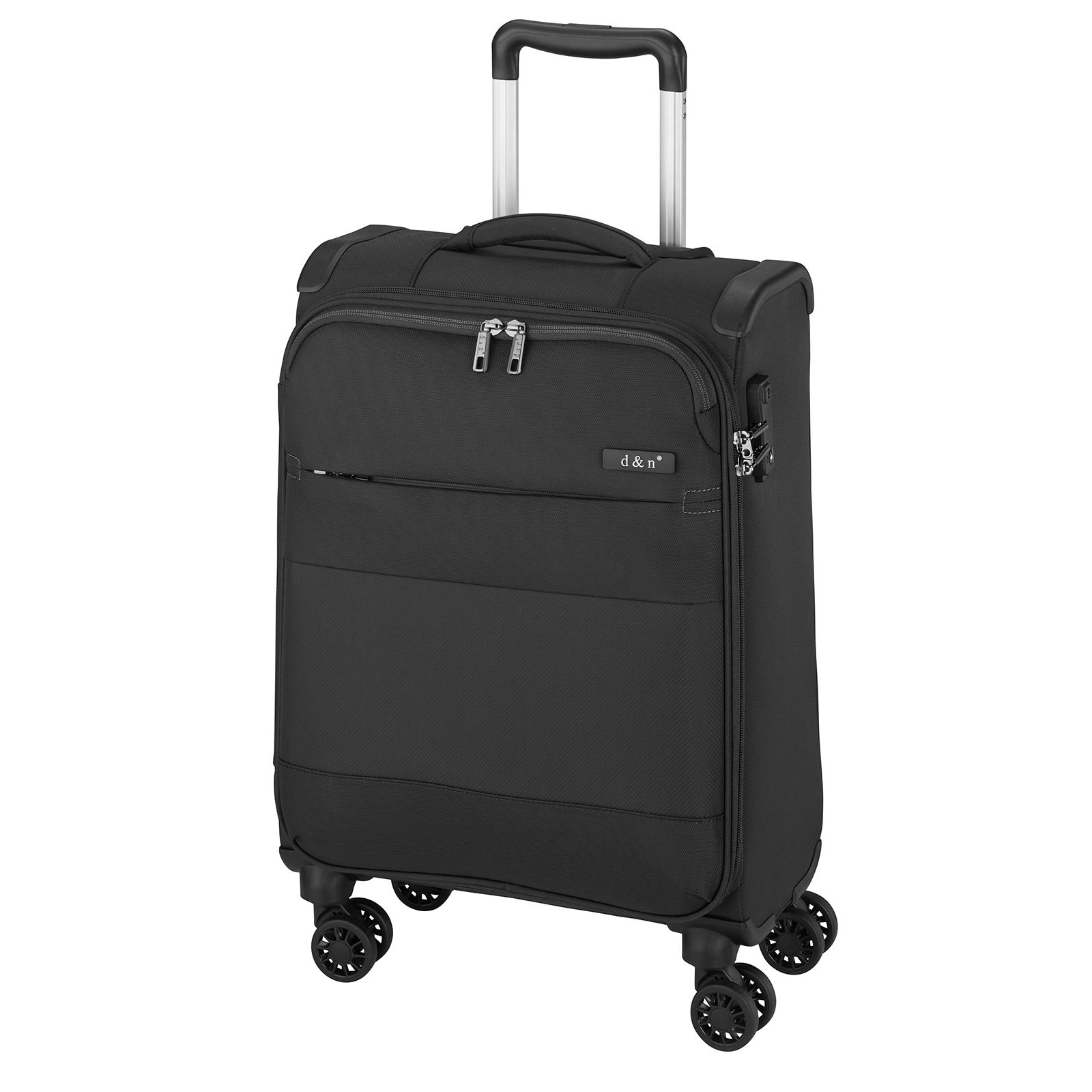 d&n Travel Line 9004 Handgepäck Trolley S, 4 Rollen, 55 cm, 35  L, Schwarz