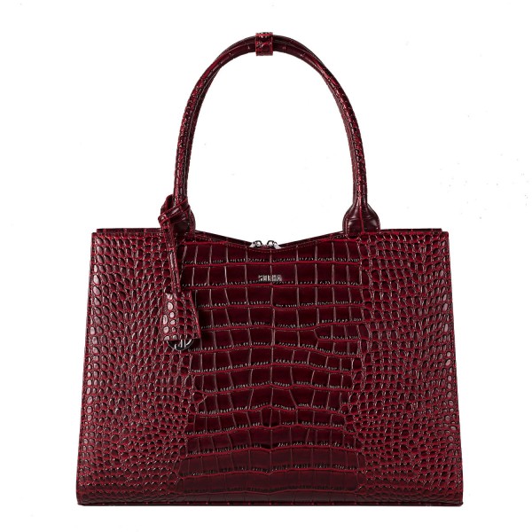 SOCHA Business-Handtasche Crocodile 44 cm burgundy Frontansicht