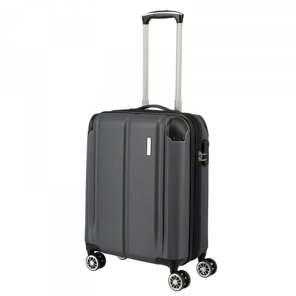 travelite City Kabinentrolley 55 cm 4 Rollen erweiterbar anthrazit Schrägansicht