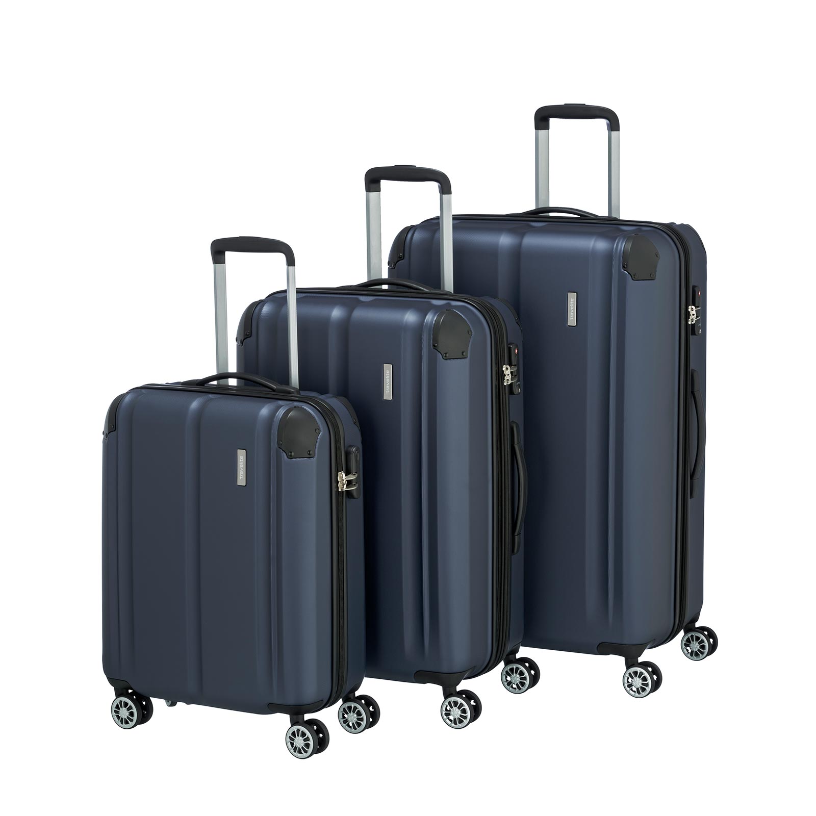 travelite City Koffer Set 3-teilig L/M/S 4 Rollen erweiterbar S-M-L, Blau