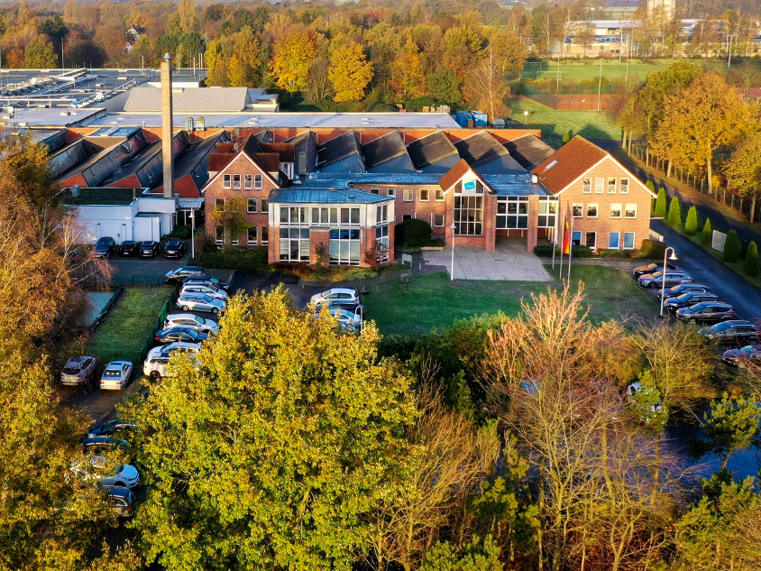 Luftaufnahme des Firmensitzes von bwh Koffer in Hörstel – Hersteller für maßgeschneiderte Schaumstoffeinlagen